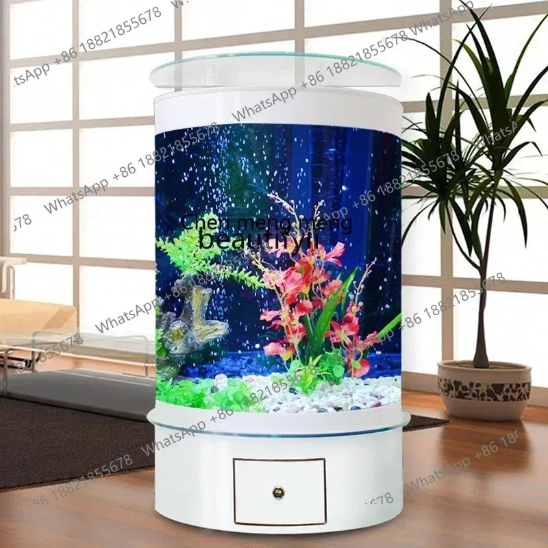 F181 l Fish Tank Living Room Change Water Floor-Standing Household Semicircle Large Glass Ecological Aquarium Wall-Shaped Fish G