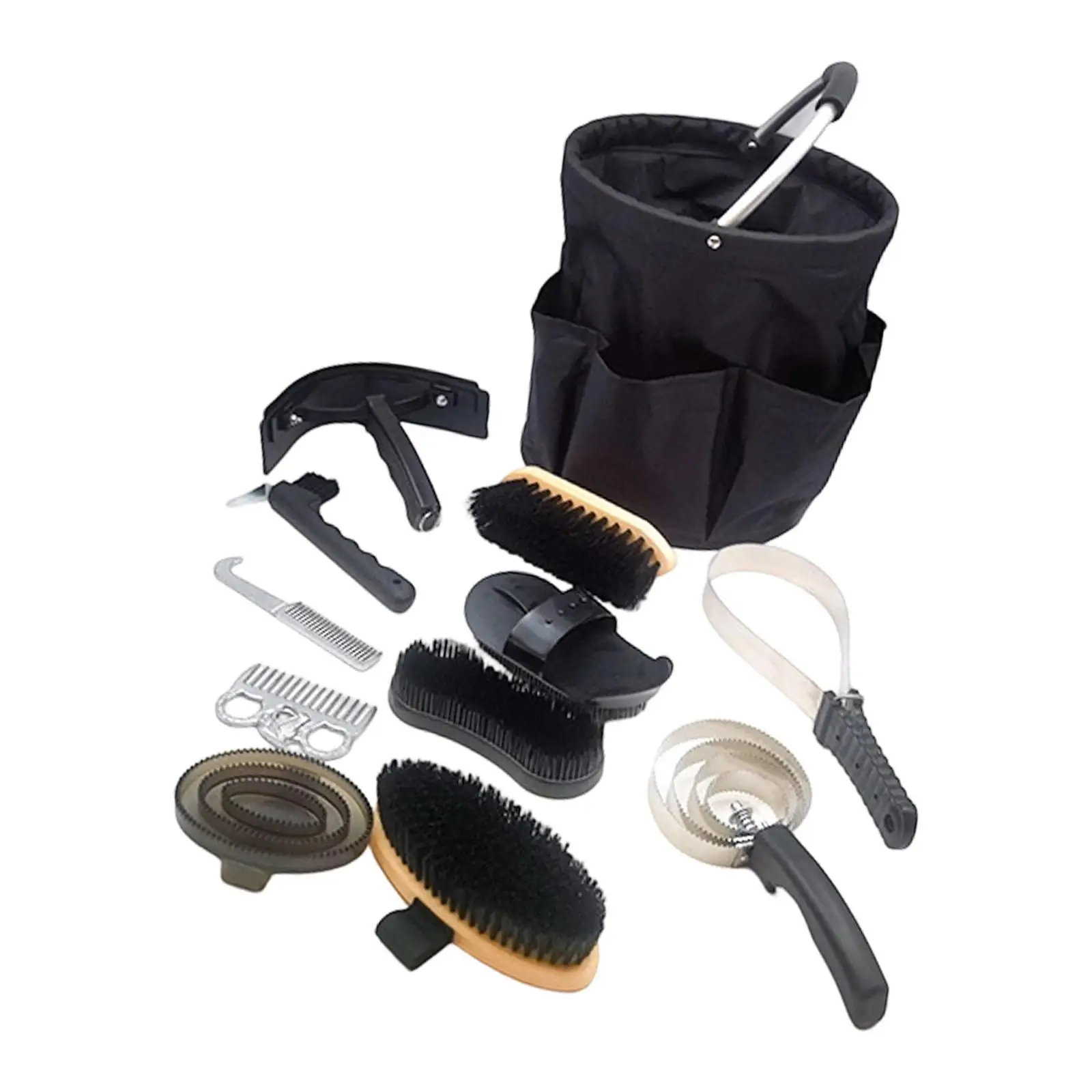 12pcs-horse-grooming-kittack-room-accessoriesprofessional-cleaning-toolshorse-tack-brush-sethorse-care-supplies-for-coat