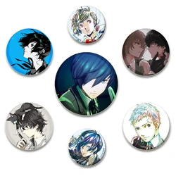 Persona 3 Game Brooches Takeba Megami Yuuki Tensei Makoto Round Brooch Cartoon Badge for Backpack Hat Jewelry Accessories Gifts