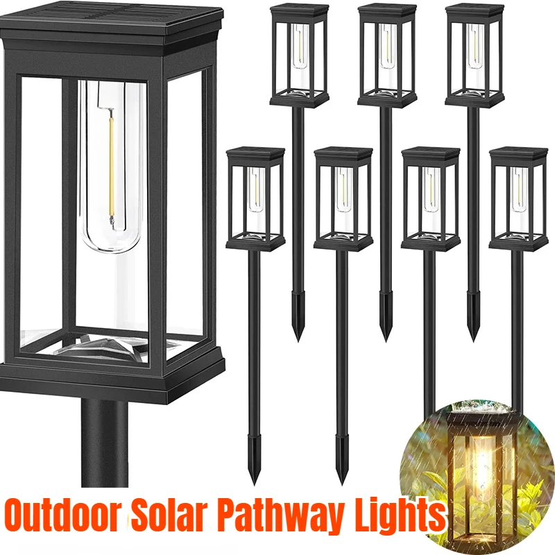 

2pcs Outdoor Solar Pathway Lights IP65 Waterproof Solar Garden Lamp Landscape Path Lights for Party Yard Lawn Patio Walkway