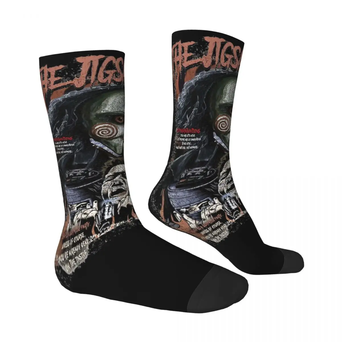 Men\'s Socks Scary Saw Horror Movie Stockings Autumn Funny Medium Soft Socks Design Running Sports Non-Slip Socks