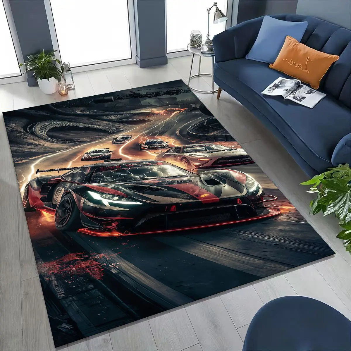 

Future Concept Sports Car Racing Bike Motorcycle Rug for Bedroom Living Room Sofa Home Doormat Decor,Large Non-slip Floor Mat