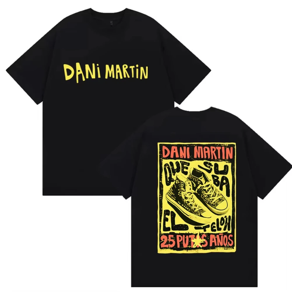 Dani Martin Que Caro Es El Tiempo Tour 2026 Camisetas Merchandise de Banda de Rock Hip Hop Camiseta de Manga Curta Masculina Oversized de Algodão