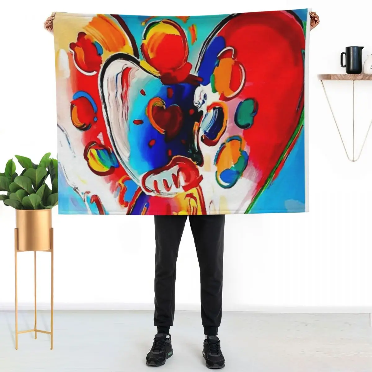 

Peter Max Angel with Heart Throw Blanket Stylish Couch Blanket for Home Living Room