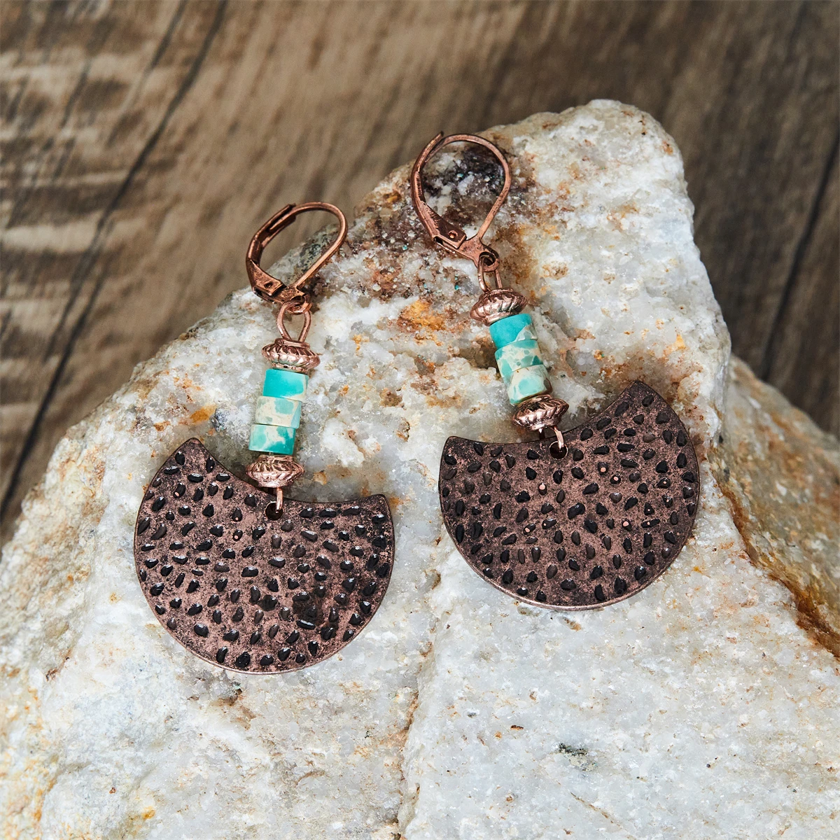 Retro simple Turquoise Hammer pendant Earrings Jewelry Party Bohemian Ladies Creative fashion earrings for party gift-giving