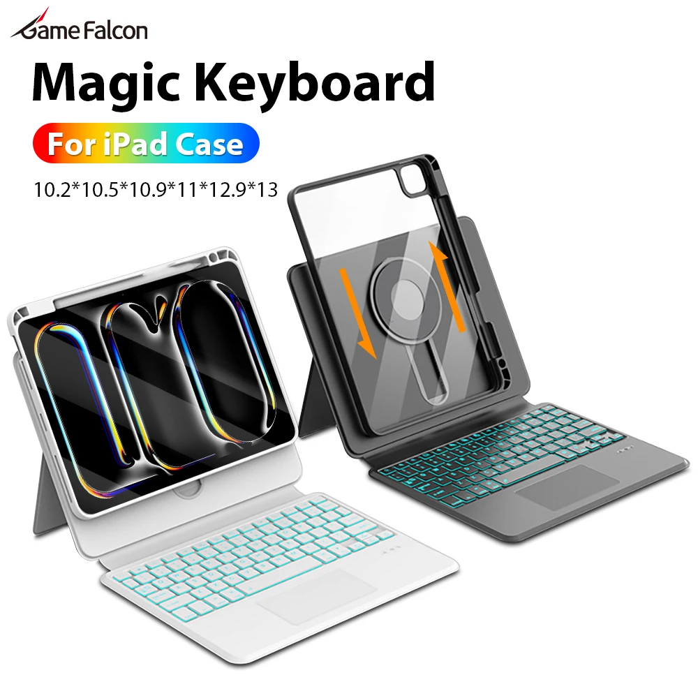 

Magic Keyboard Case For Ipad Pro 13 11 M4 M2 12.9 6th 10 9 9th 10th Generation Funda For Air 13 11 5 4 3 10.9 7th 8th 10.2 Cover