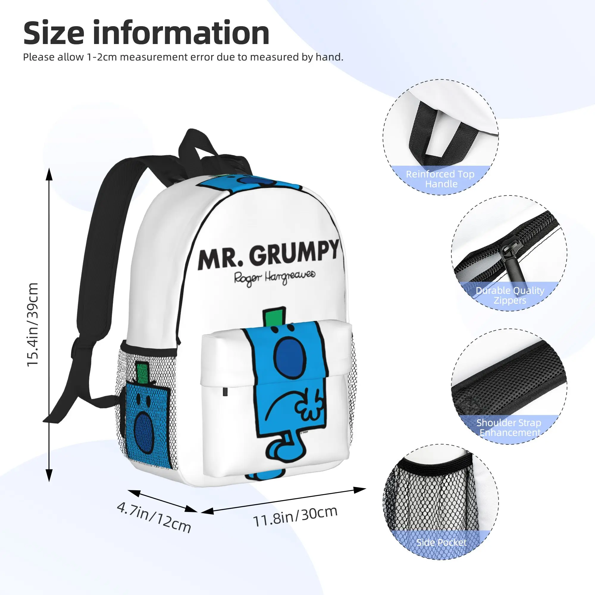 Mr. Grumpy Backpack Hot Sale Daypack Large Capacity Boys Girls BookBag Shoulder Bags for Men Women School Bag
