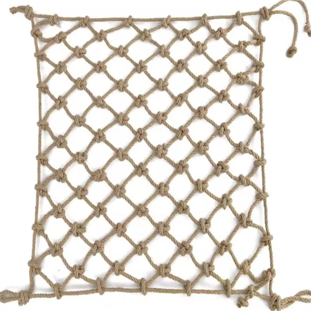 Natural jute rope decorative mesh Retro decorative mesh Stair protective net style retro photo wall plant climbing
