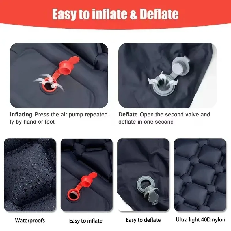 Outdoor Inflatable Camping Mats Air Cushion with Pillow Outdoor Tourist Sleeping Pad Self-Inflating Mattress for Hiking Climbing - Image 4