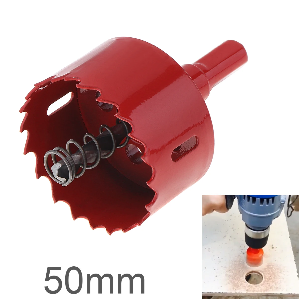 

Small Size 50mm M42 Bi-Metal Hole Saw Drilling Hole Cut Tool for PVC Plate / Woodworking with Sawtooth and Spring