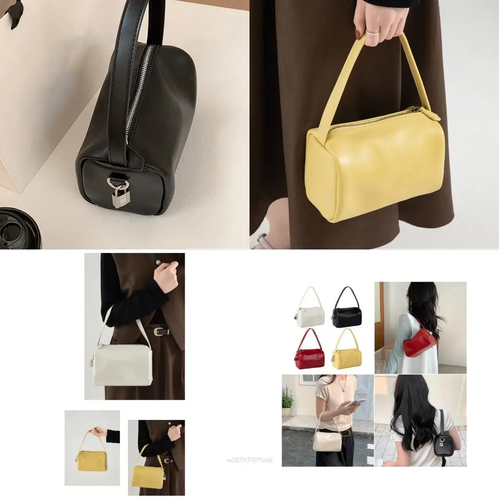 

X5XA Korean Inspired Pillow Design PU Leather Women Shoulder Bag Casual Office Handbag With Soft Texture for Various Occasion