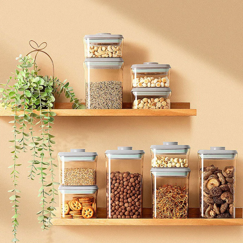 Airtight Food Storage Containers with Lids,Top Pop One Button Control,Air Tight Stackable Dry Cereal Container Set for Pantry