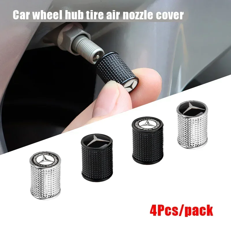 4Pcs Car Wheel Tire Dust Cover Air Valve Caps Stem Cover For Mercedes Benz C117 A C E Class W176 W177 W205 W210 W211 Accessories