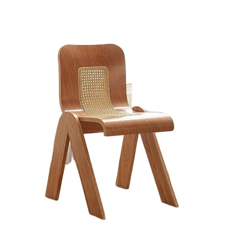 

Medieval stainless steel Italian minimalist saddle leather dining chair backrest household dining table and chairs tea
