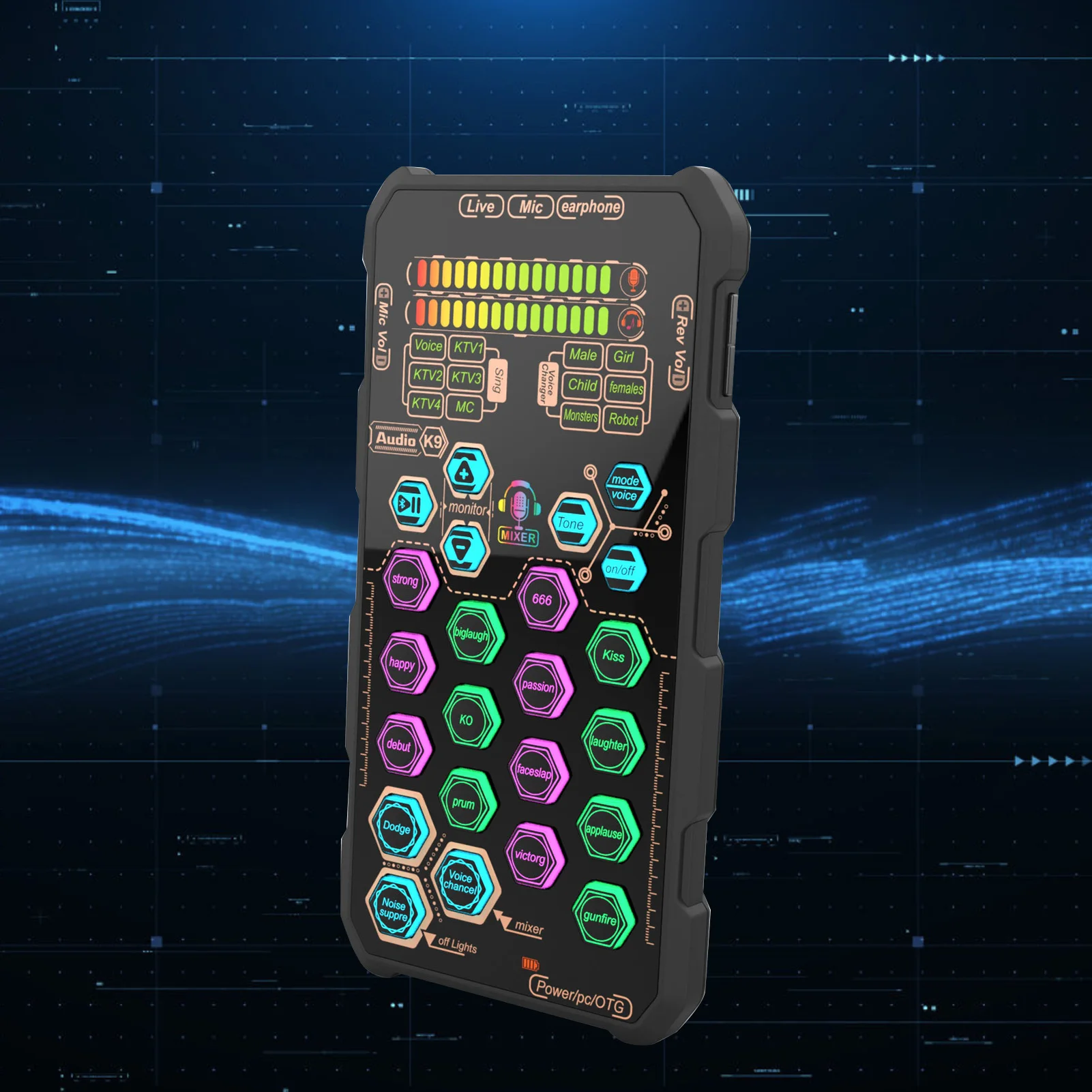 تسجيل كارت الصوت K9 يده لايف كارت الصوت مجموعة لوحة الصوت مع تغيير الصوت لبوداستينغ البث الغناء تسجيل #3