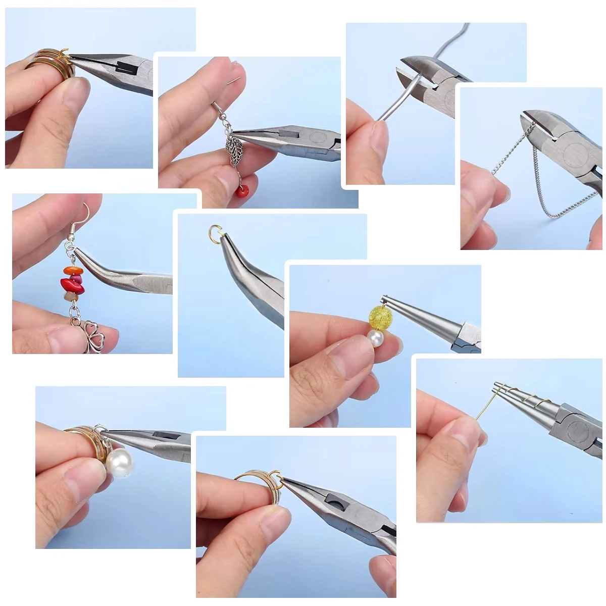 Kohlenstoffstahl Mini-Schmuckzange mit Feiner Spitze Präzisions-Perlenzange für DIY Armband Halskette Schmuckherstellung Brauner Griff – Detail 6