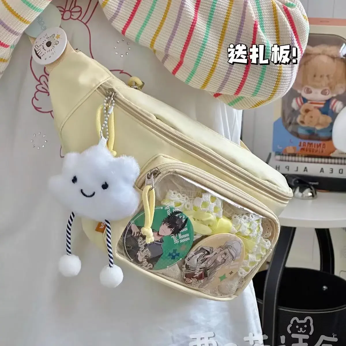 Girls Transparent Itabag Purses and Handbags Waist Ita Bag Kawaii Japanese Y2K Chest Bag Women Lolita Cute Crossbody Bag