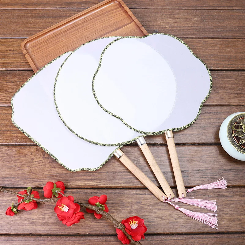 Blank Fan Ancient Style Painting Palace Fan Palace Fan Round Fan Children'S Handmade Diy Graffiti Painting Material White Fan