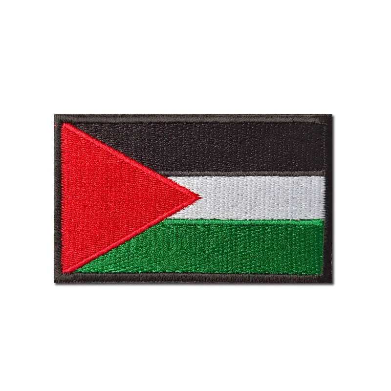 Parche bordado de banderas nacionales de Palestina, insignia de brazo, palo de etiqueta mágica, ropa de combate militar, sombrero, logotipo de decoración