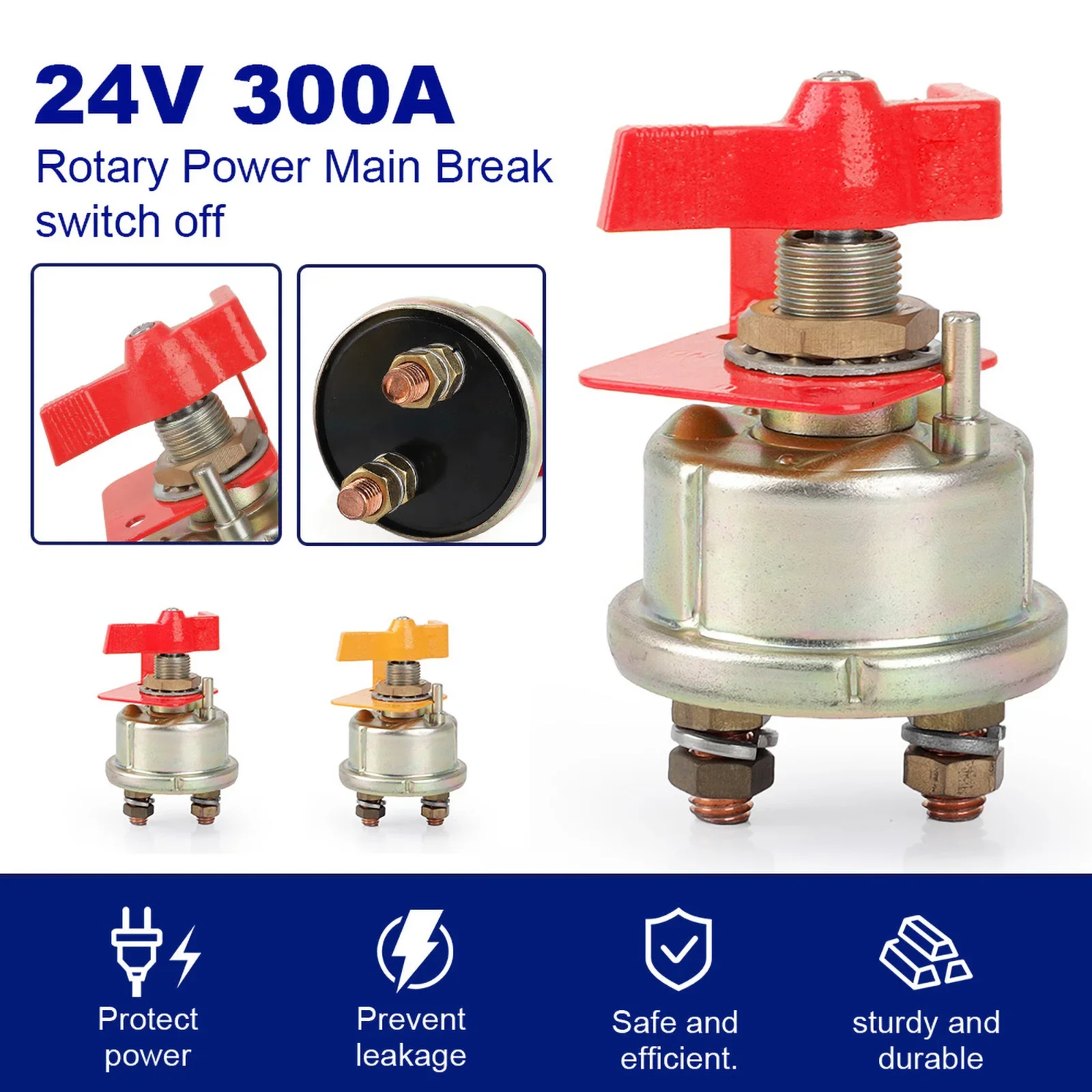 300A 12V Rotary Battery Switch Universal Cut Off Rotating Marine Isolator With Keyhole For Camper Boat Truck RV Car