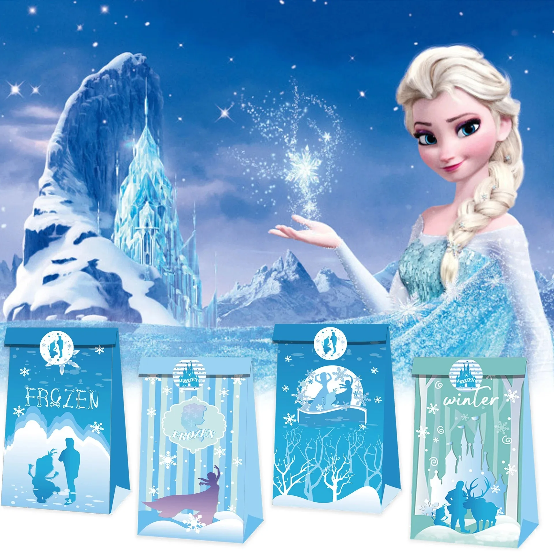 Frozen Anna Elsa Children's Party Decoration Gift Bags Baby Shower Paper Snow Queen Candy Bags And Girls' Birthday Party Gifts