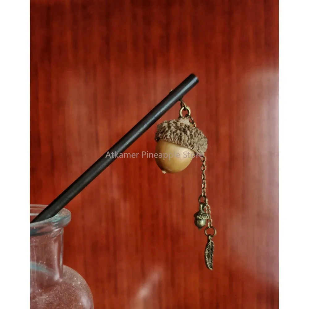 

Elegant Vintage pendant For Women Chinese Style Folding Fan Tassel Hair Stick Trendy Wooden Floral Hairpin Accessory-key chains
