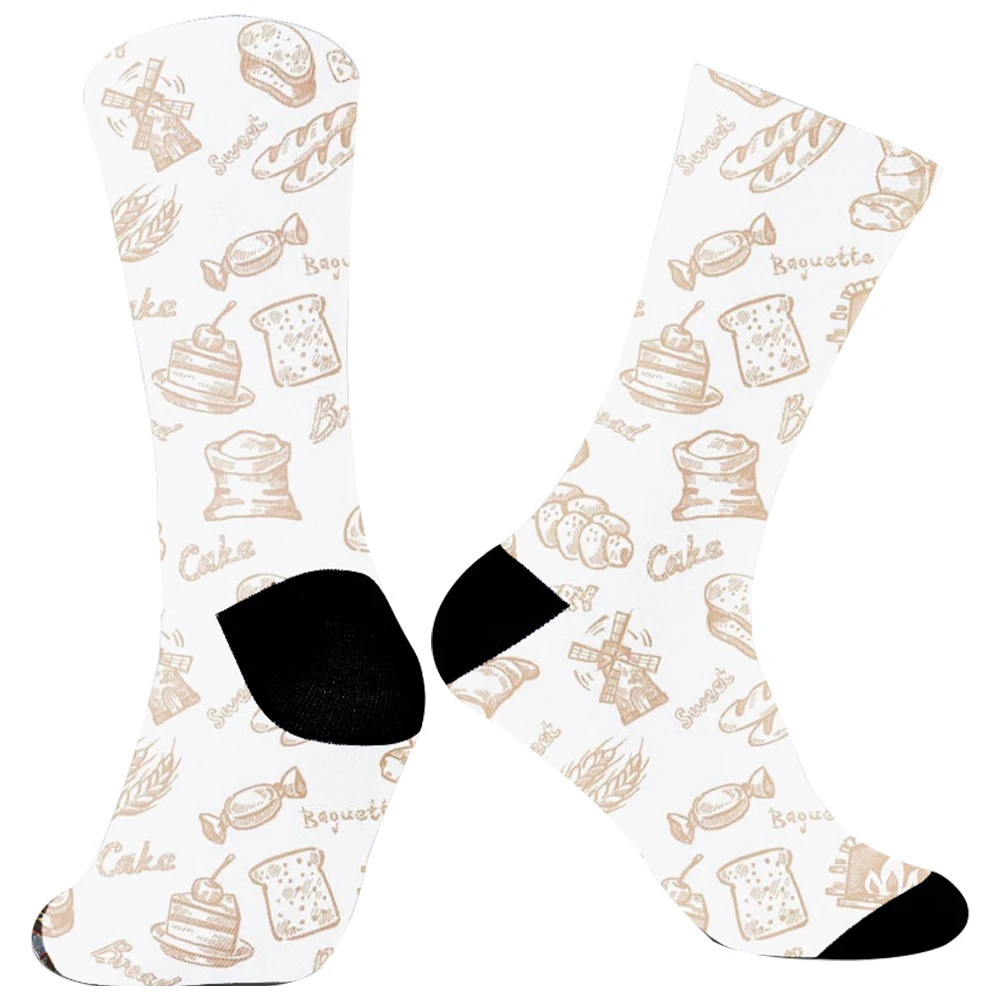 Cartoon Gitarren Print Crew atmungsaktive bequeme Socken lässige Street Style Socken für den Außenbereich tragen alle Jahreszeiten Socken 2024 neu