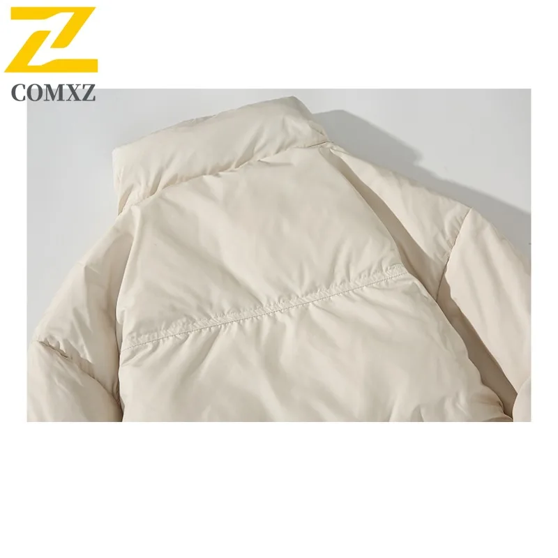 COMXZ Minimalist Padding Coat Classic Thickened Stand Collar Warm Work Quilted Jacket Streetwear Windproof Men's Winter Jacket