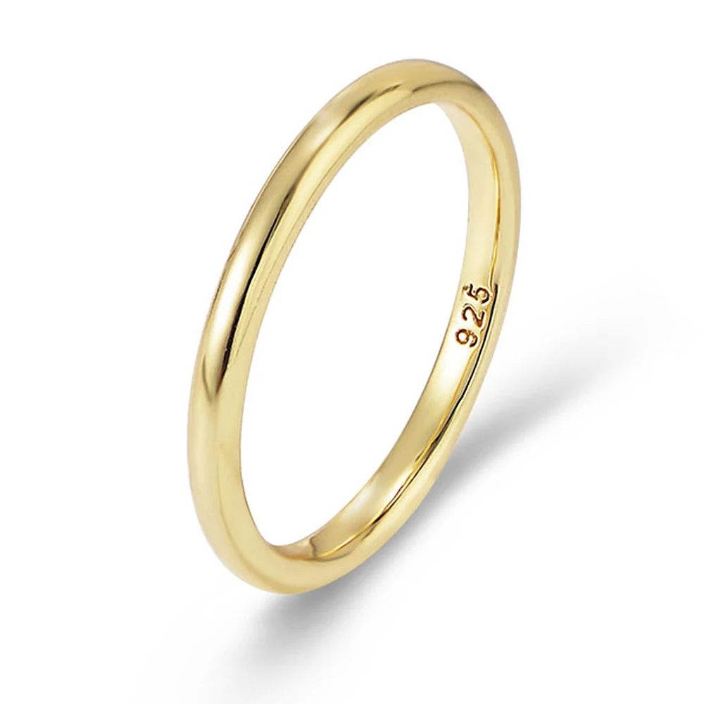 

Минималистичное женское корейское глянцевое кольцо из стерлингового серебра 925 пробы с позолотой, простое однотонное штабелируемое кольцо на палец