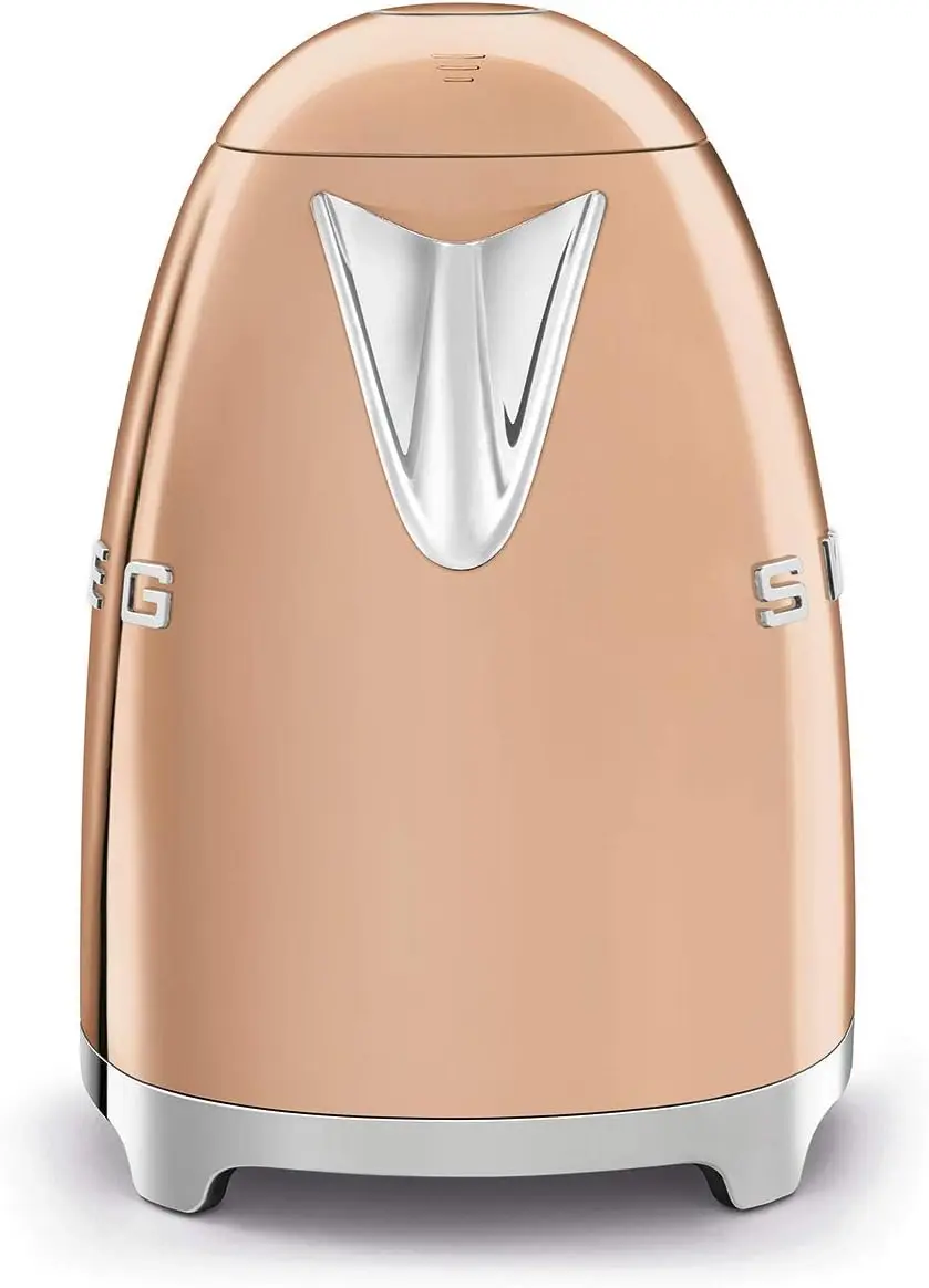 50's Retro Style Aesthetic Electric Kettle with Embossed Logo, Rose Gold