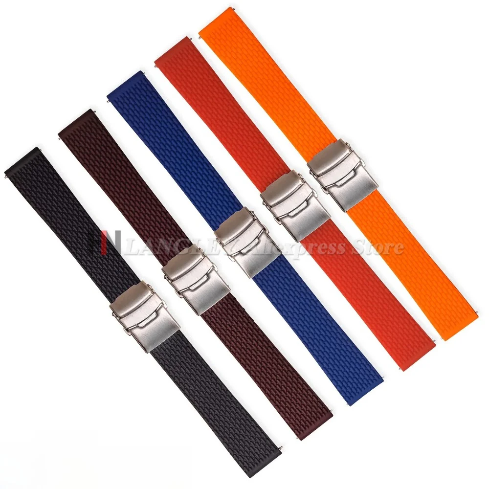 18mm 20mm 22mm 24mm Silicone Rubber Watch Strap Deployment Buckle for Seiko for Omega Sport Waterproof Quick Release Watchbands