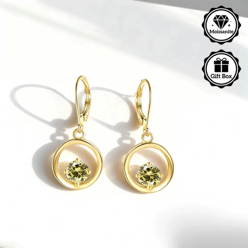 LAMVOICE Schmuck für Damen/Ohrringe mit 1 Karat Moissanit, hypoallergener Hakenohrring, Weihnachtsgeschenk für hochwertigen Schmuck