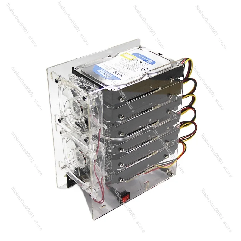 DIY hard disk expansion bracket HDD 3.5 NAS 6 10 disks External racks support power supply mining transparent acrylic rack