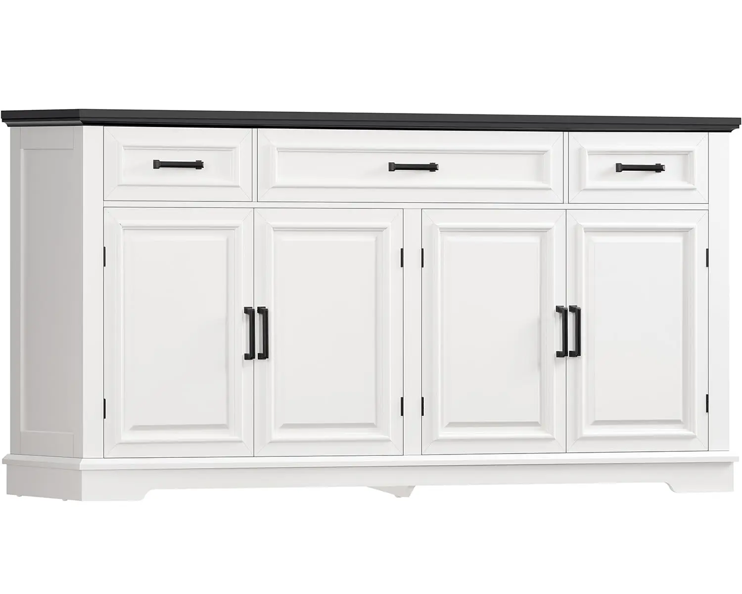 

Большой буфет 59 дюймов с 4 дверцами, 3 ящиками, регулируемыми полками, для хранения кофе и вина, для гостиной, на заказ