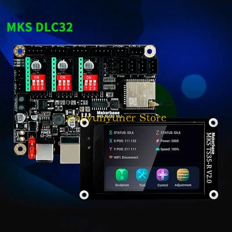 

P9JB MKS DLC32, материнская плата автономного контроллера, 32 бита, ESP32, WIFI, GRBL для сенсорного экрана TS35-R для лазерной