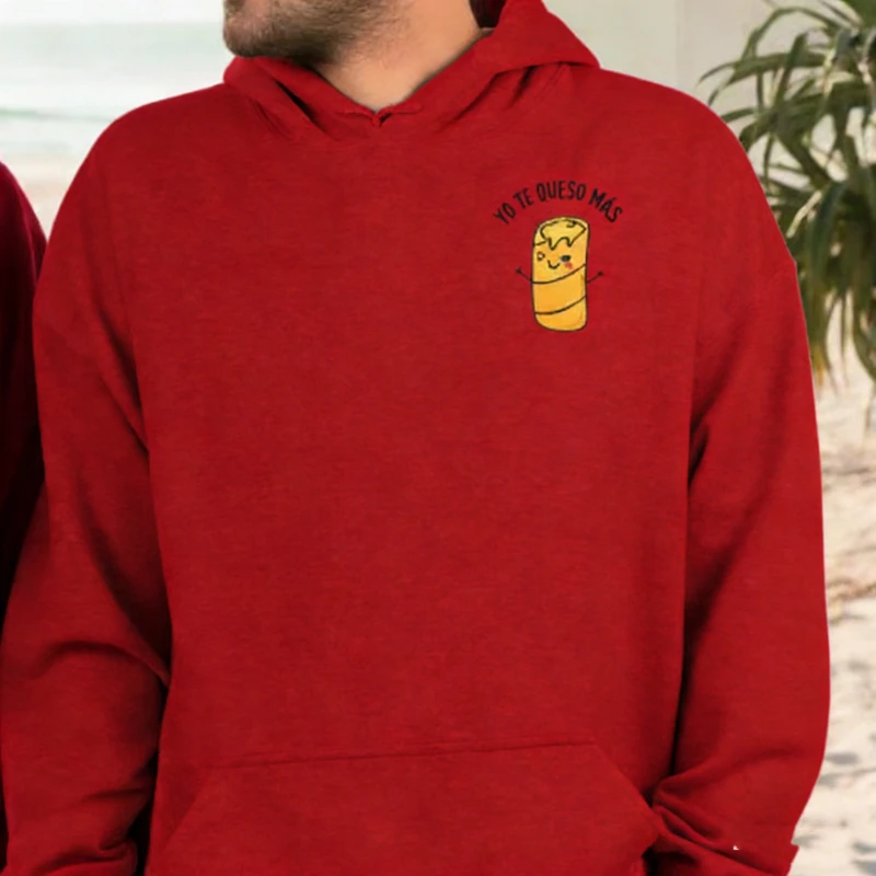 Hoodies combinando Yo Tequeno Mucho Yo Te Queso Mas Moletons engraçados de casal espanhol ou presente de trocadilho de comida para ele seu pulôver de inverno