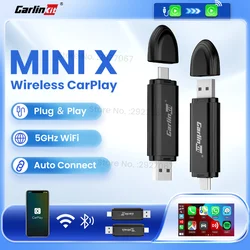 CarlinKit New Wireless CarPlay Adapter MINI 5 USB Dongle Wired to Wireless Car Play Box Android Auto WiFi BT Fast Auto Connect