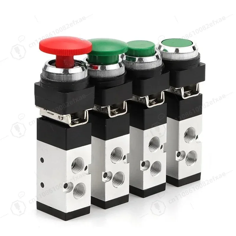 2 Position 5 Way Pneumatic Mechanical Valve Manual Push Button Air Switch Control Valve Momentary Reset for Cylinder