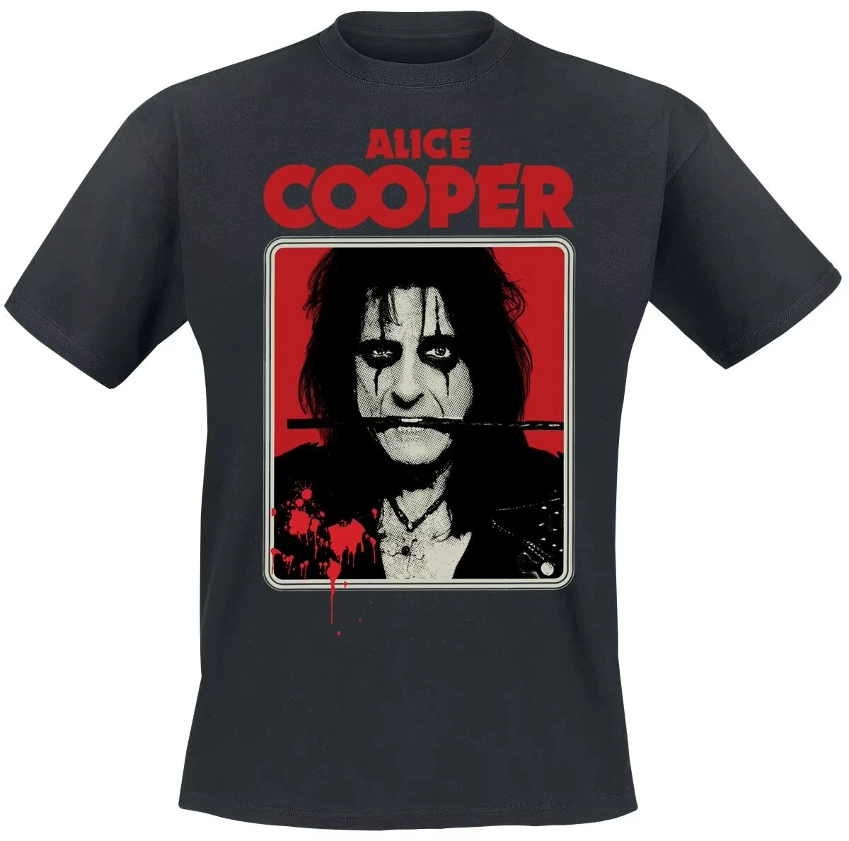 

Crew Neck T - Shirt with Alice Cooper Shock Rock Portrait Creative - Inspired Graphic Featuring Rock Art for Fans