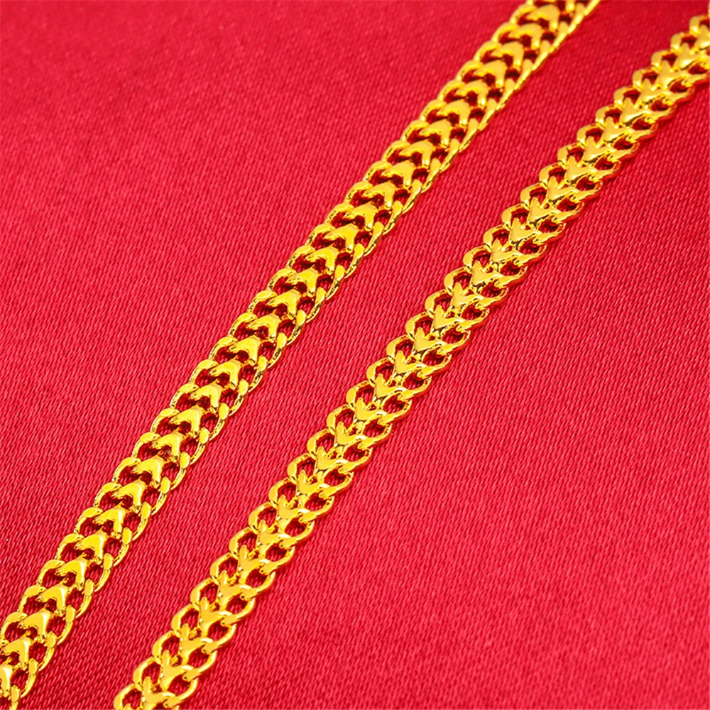 Yellow Gold Plated Jewelry Sets For Women 5mm Weaver Chain Necklace Bracelet 2pcs Jewellery Accessories Set Party Gifts Bijoux