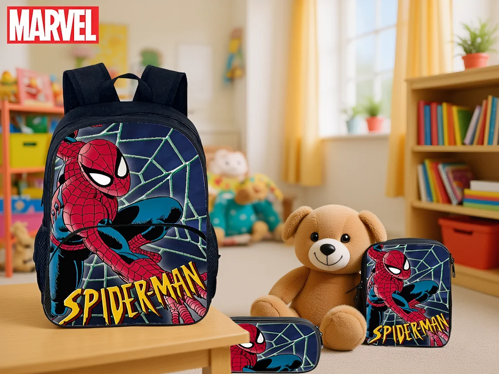 

Spider-Man Lightweight Children Knapsack and Canvas Shoulder Bag Pencil Case 3Pcs Set Backpack for Student