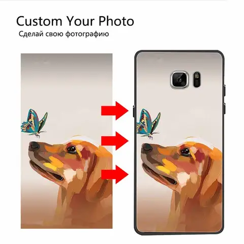 Diy nome da foto personalizado capa preta para samsung galaxy note 7 9 8 s9 plus s7 borda casos de telefone s9plus diy imagem texto design
