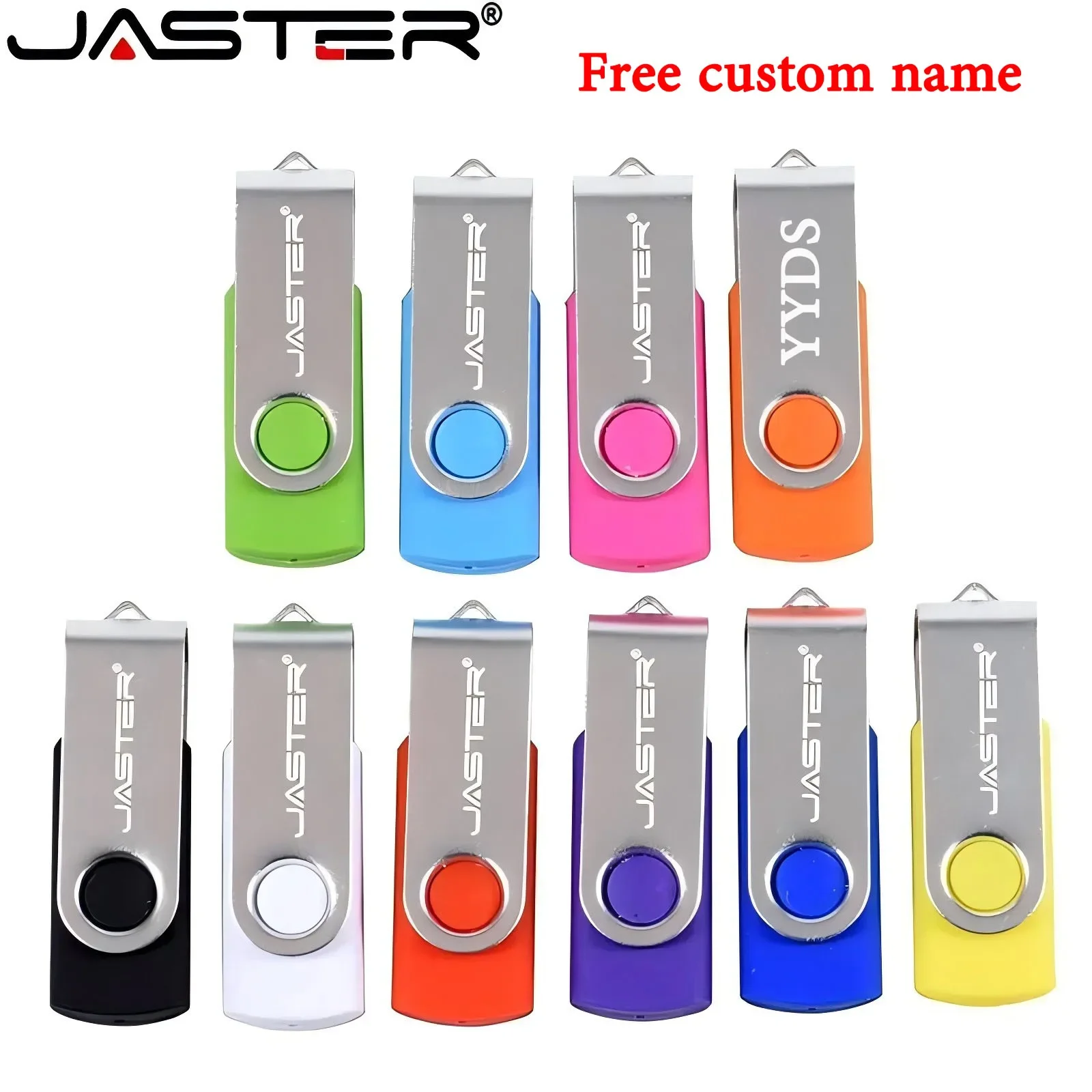 

JASTER Silver Pendrive 128mb Custom name USB flash drive 4GB Business gift USB 2.0 stick 8GB Portable Free key chain 16GB 32GB