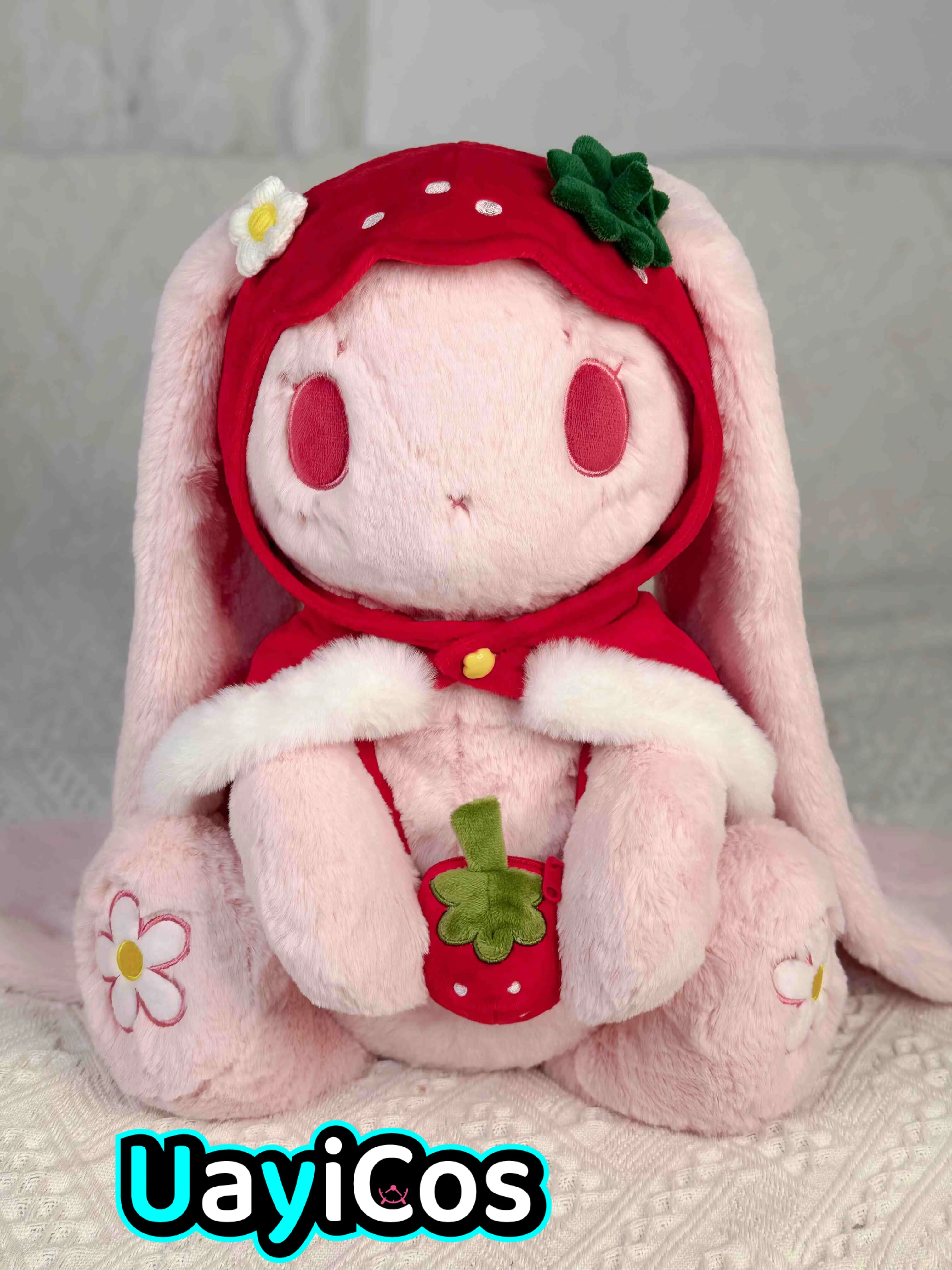 50cm Original RosyDream Pink Strawberry Rabbit Count Dracula Rabbit Plush Doll Backpack Bag Skeleton Doll Anime Toy Kids Gifts