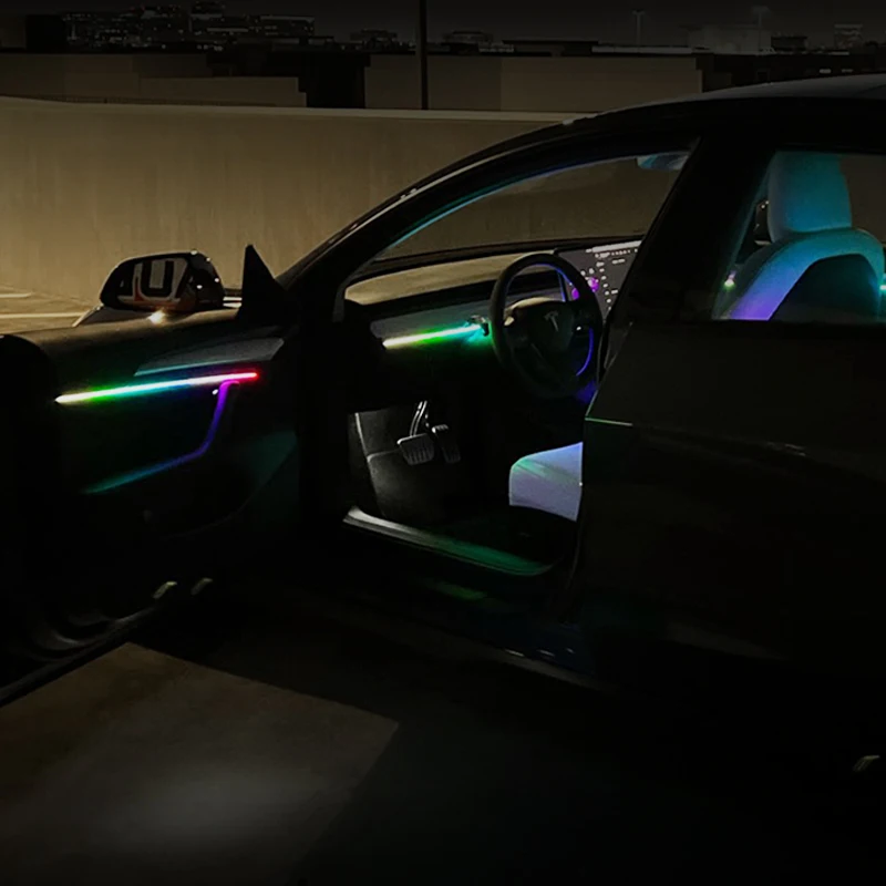 DIY Car Ambient Light RGB LED 18 in 1 Symphony Flow Gradient Light strips Interior APP Guide Fiber Atmosphere Decoration Optic