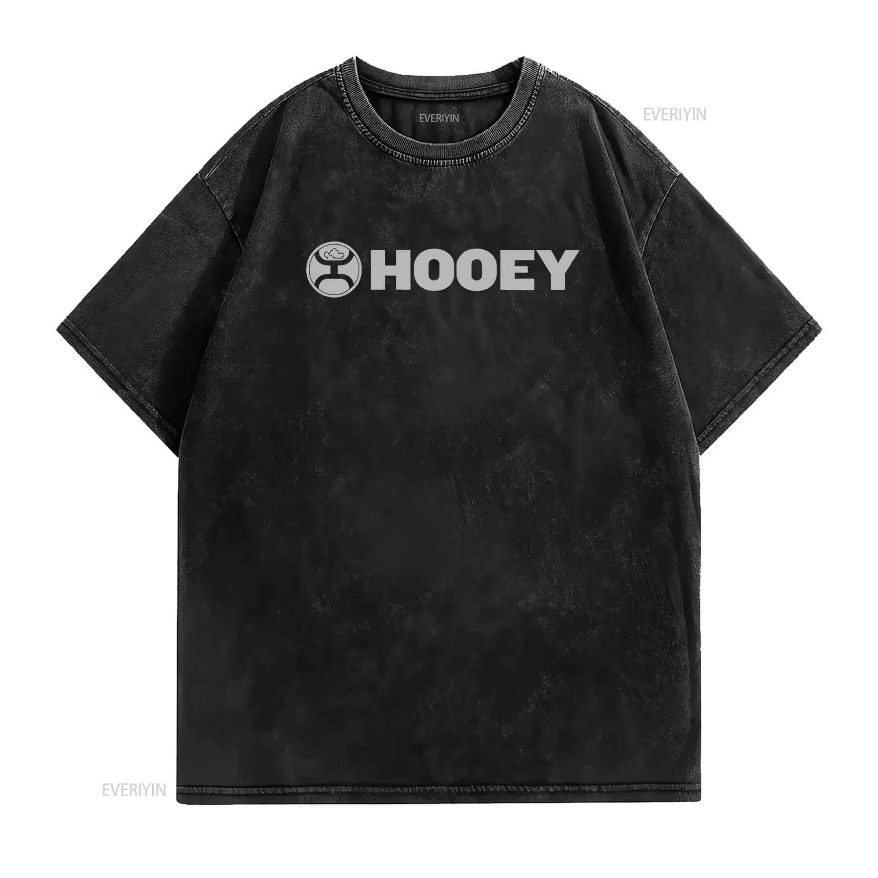Hooey Men's Lock Up Logo Black T Shirt HT1407BK vintage Washed Casual Comfortable Breathable homme Stylish graphic fashion