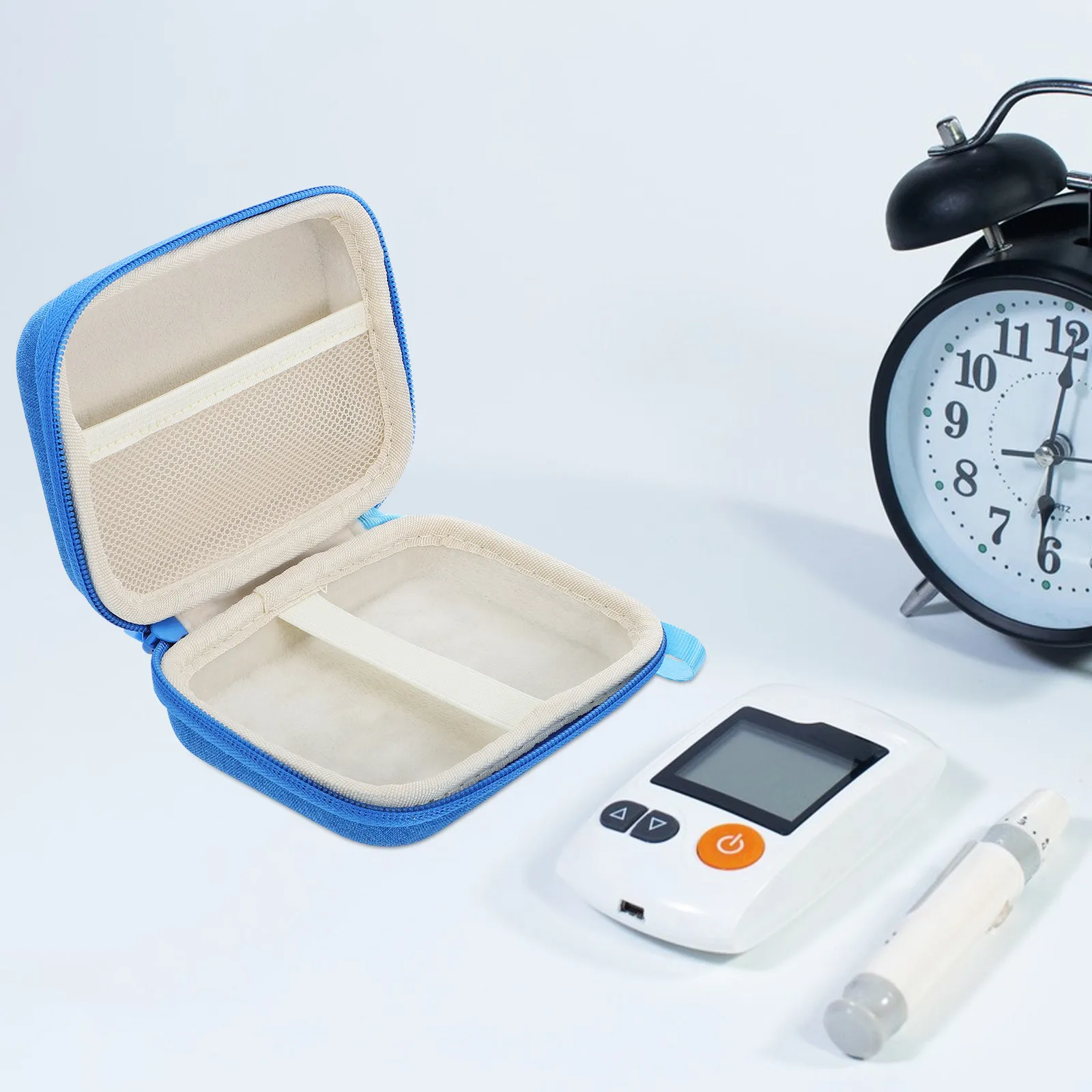 

Compact Blood Glucose Tester Bag with Padding Secure Zipper Design for Home Office Travel Use Protective Meter Storage Pouch