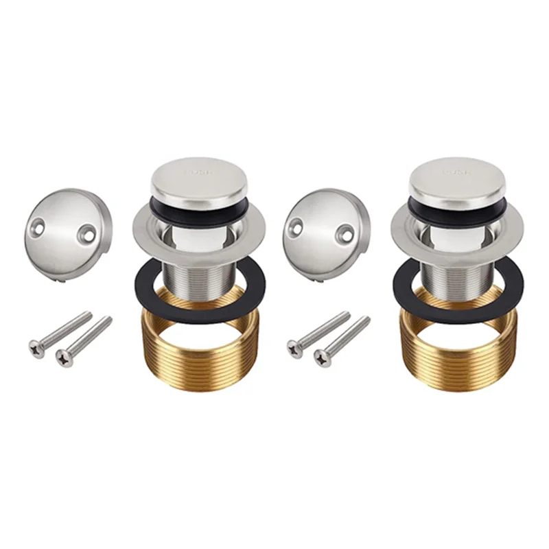 

BAAJ-Устойчивый к запаху комплект обрезки сливной пробки для ванны с двойным отверстием, детали переливной панели, комплект слива для ванны с резьбой (серебристый)