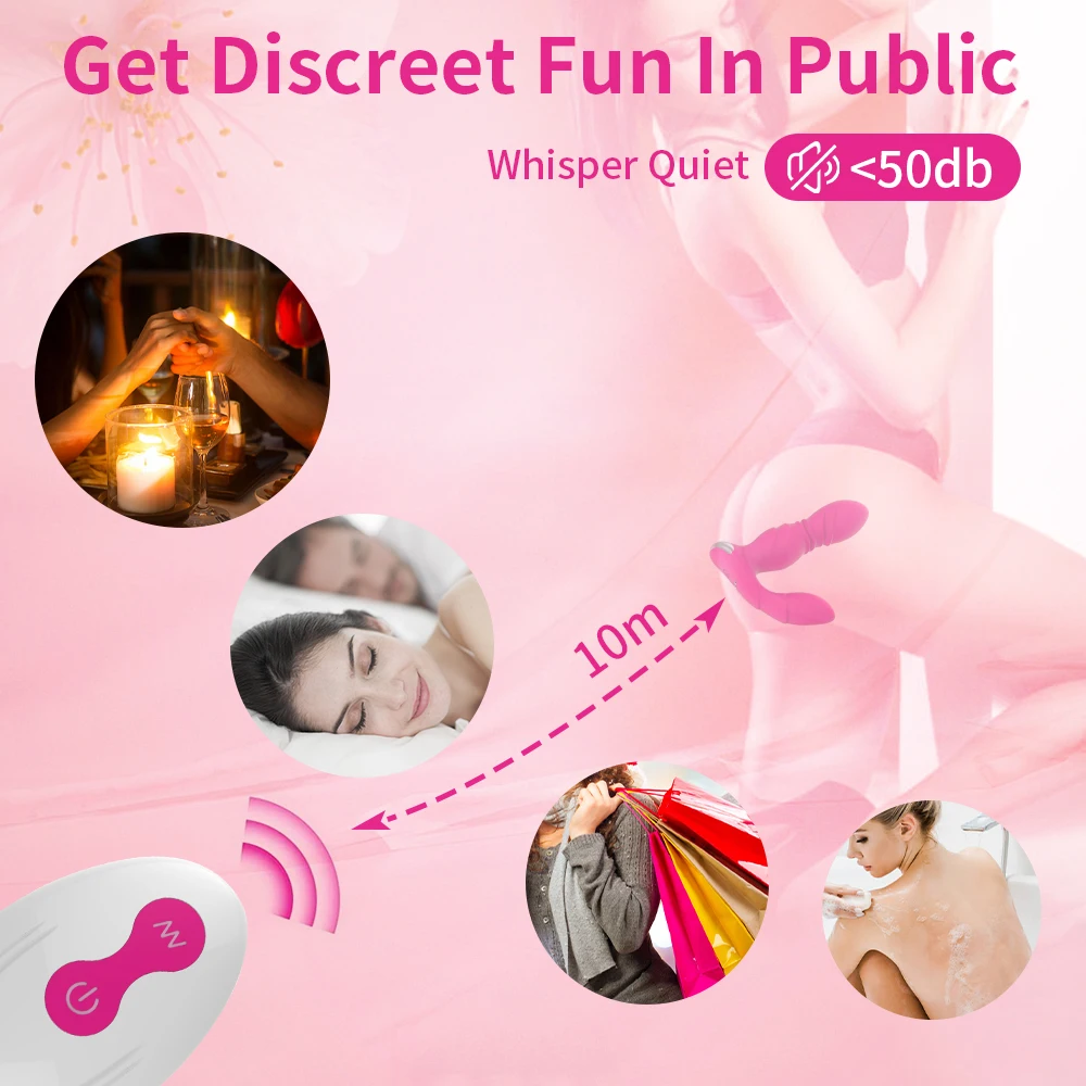 Wireless Remote Control Wearable Vibrator with Remote Control and App Panty Thrust Stimulator Adult Female Masturbation Sex Toy