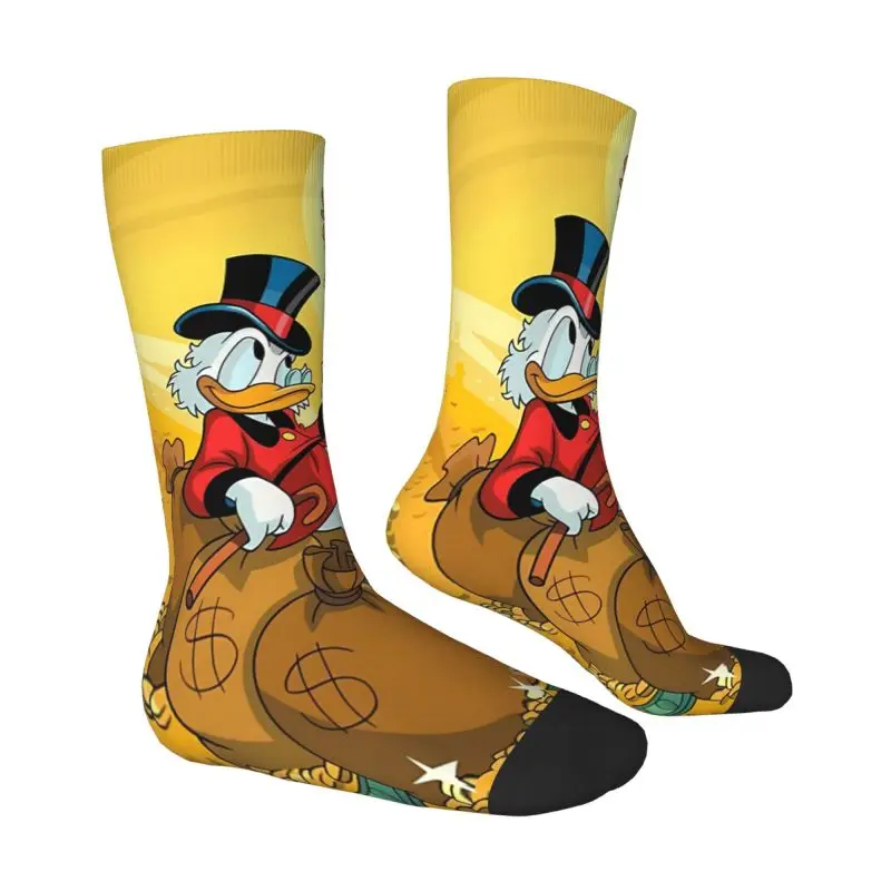 Kawaii Printed Scrooge McDuck Comics Socks for Men Women Stretch Summer Autumn Winter Cartoon Donald Duck Crew Socks